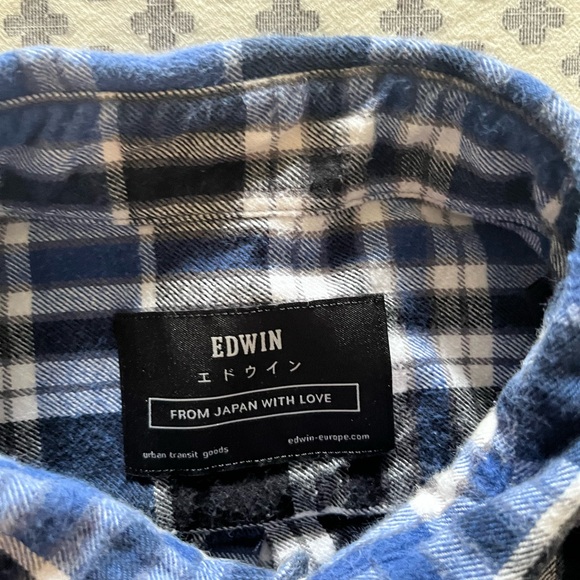 Edwin Men's Blue and Black Checkered Shirt - Picture 3 of 3